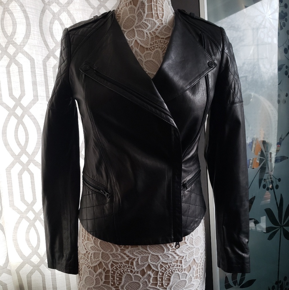 Vince Black Leather Moto Jacket